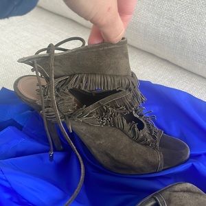 Aquazurra olive suede lace up sandal